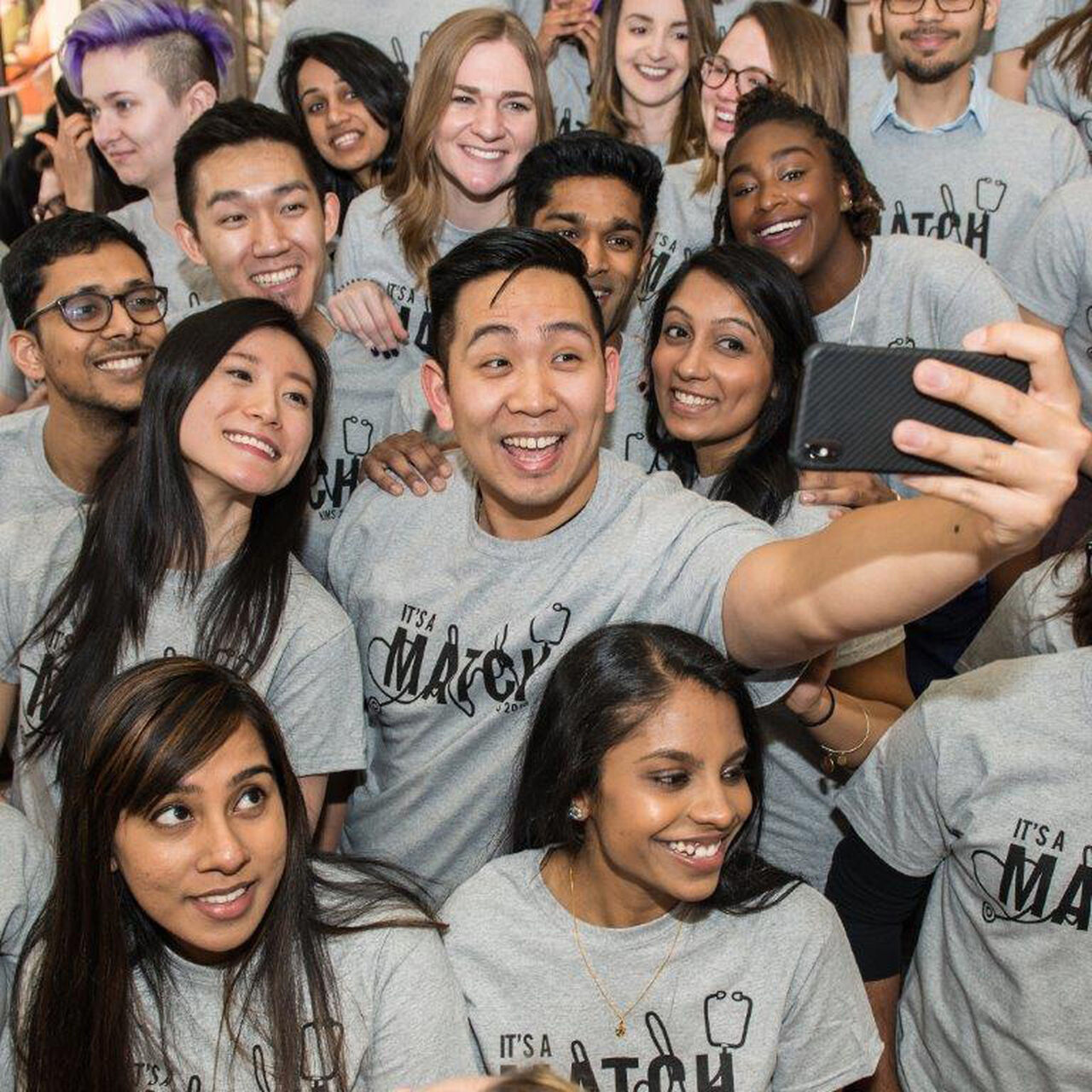 New Jersey medical students taking a selfie image number 0