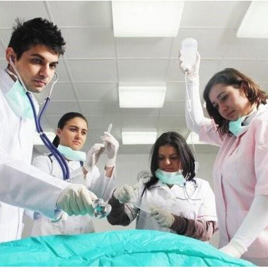 Four health profession students about to provide care.  image number 1