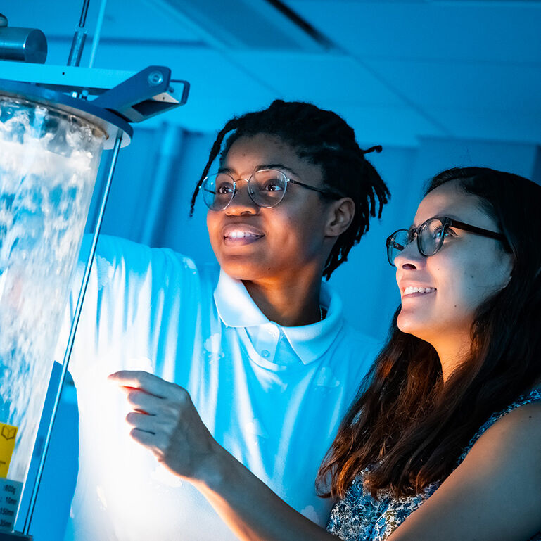 Two students working in laboratory