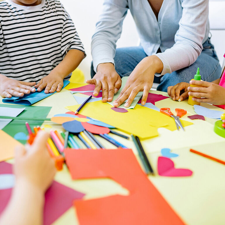 Group participating in art therapy