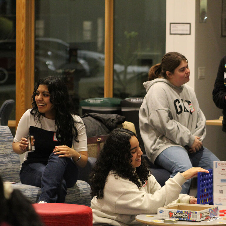 Students spending time in a lounge