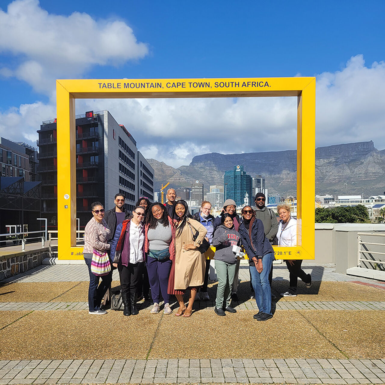 People standing outside in front of a sign for Table Mountain, Cape Town, South Africa image number 0
