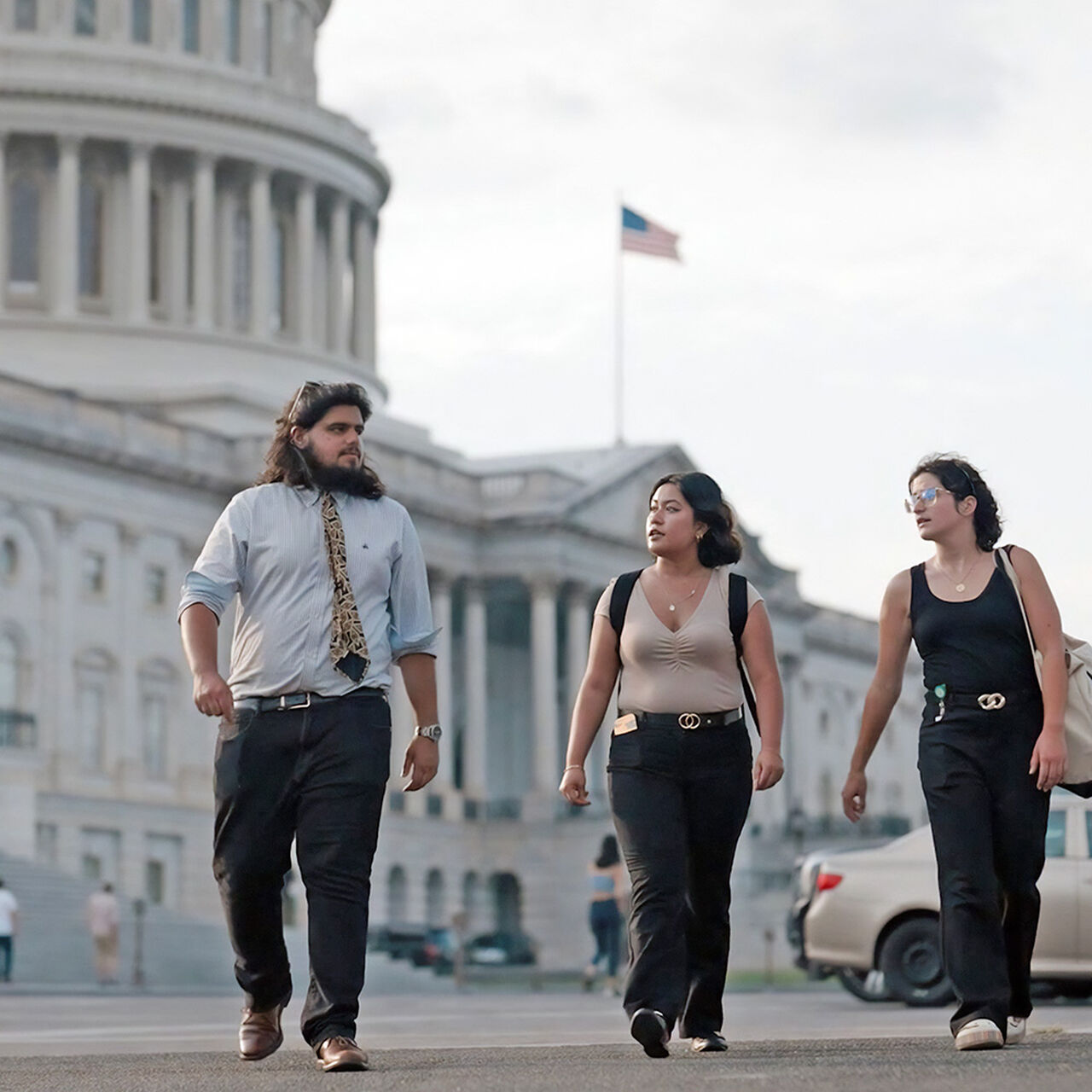 Rutgers students walking in front of the capital building in Washington D.C. image number 0