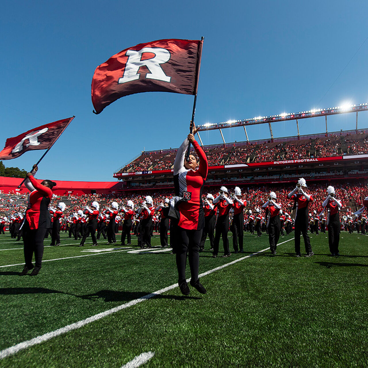 The Scarlet Knight Marching Band performing at Shi Stadium image number 0