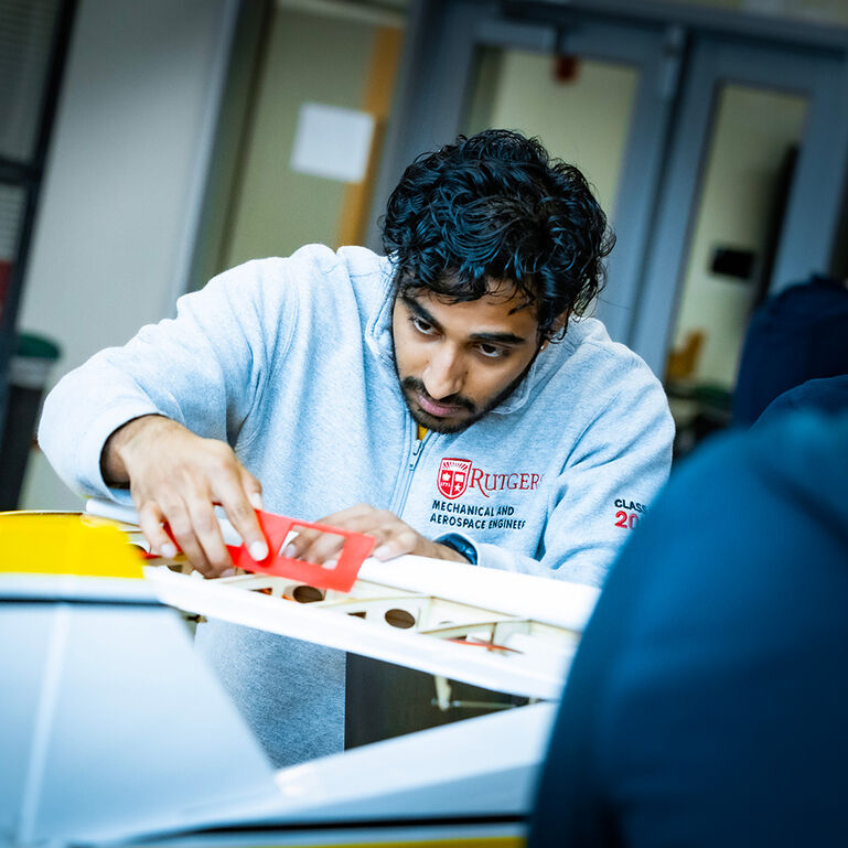 Student working in mechanical and aerospace laboratory