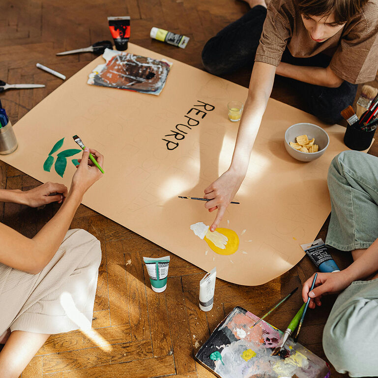 Group participating in art therapy