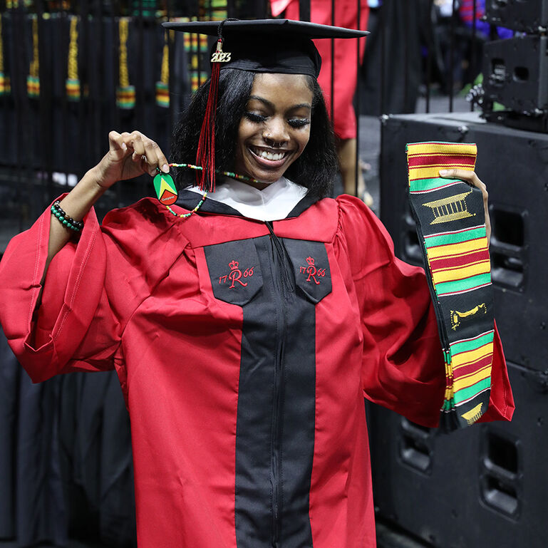 Student in academic regalia