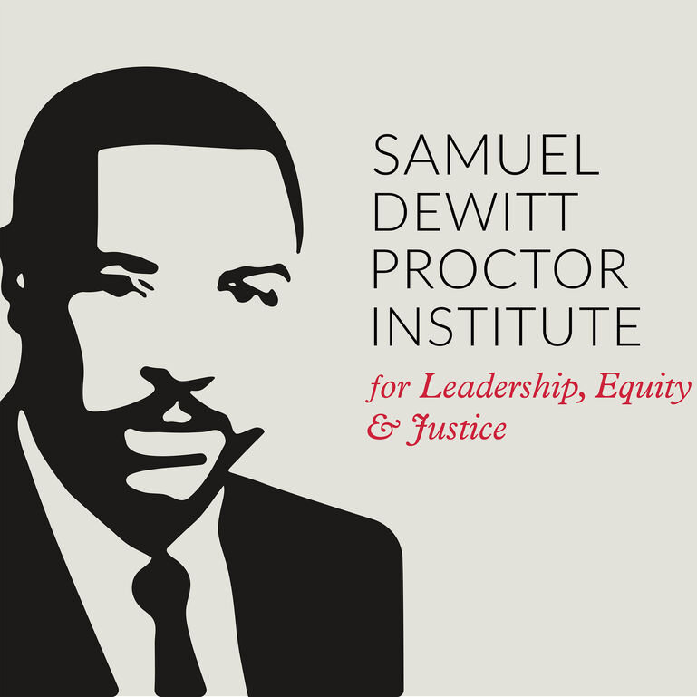 Silhouette of Samuel Dewitt Proctor next to the Proctor Institute logo